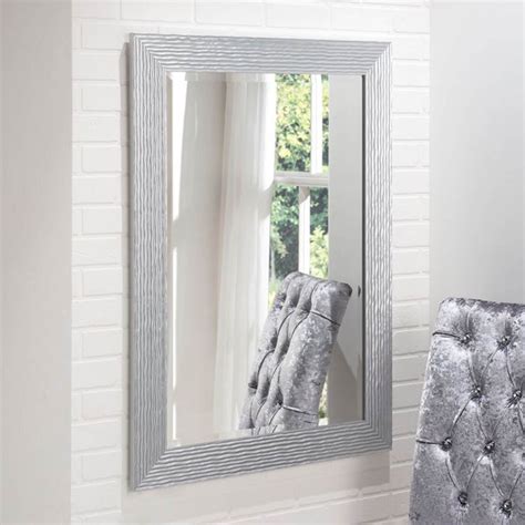 Detailed Silver Framed Rectangular Wall Mirror Homesdirect365