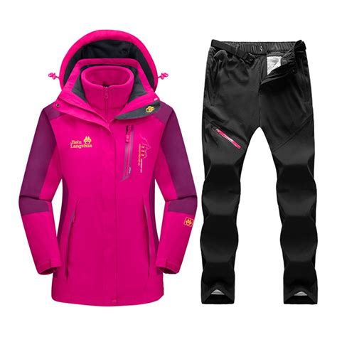 new hot ski suit women waterproof windproof skiing and snowboarding jacket pants set thick warm