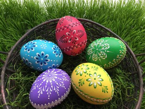 Traditional Polish Eggs Pysanky Eggs Set Of 5 Easter Eggs