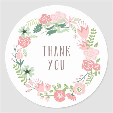 Floral Wreath Thank You Stickers