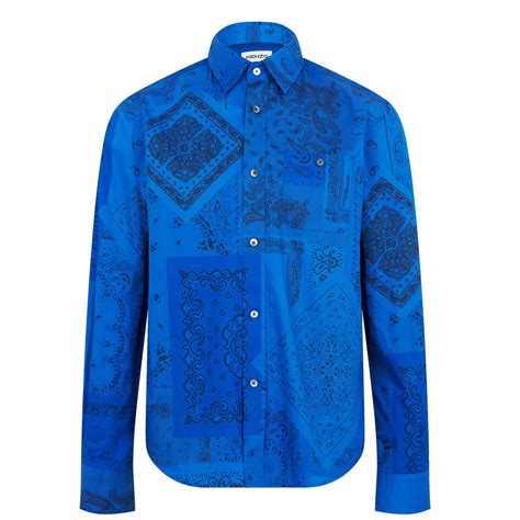 Kenzo Bandana Shirt Men Patterned Shirt Long Sleeve Flannels