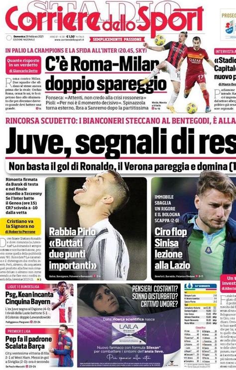 Corriere Dello Sport La Prima Pagina Di Oggi 28 Febbraio 2021