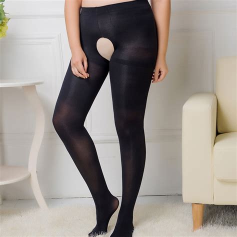 Kg Sexy Women Autumn Winter Tights Open Crotch Crotchless Sheer