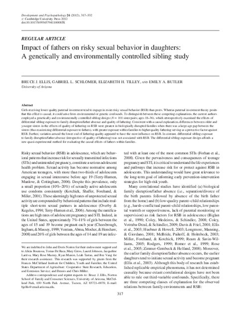 pdf impact of fathers on risky sexual behavior in daughters a genetically and environmentally