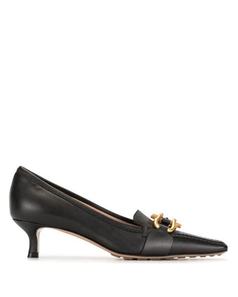 Bottega Veneta Leather Kitten Heel Slip On Pumps In Black Lyst