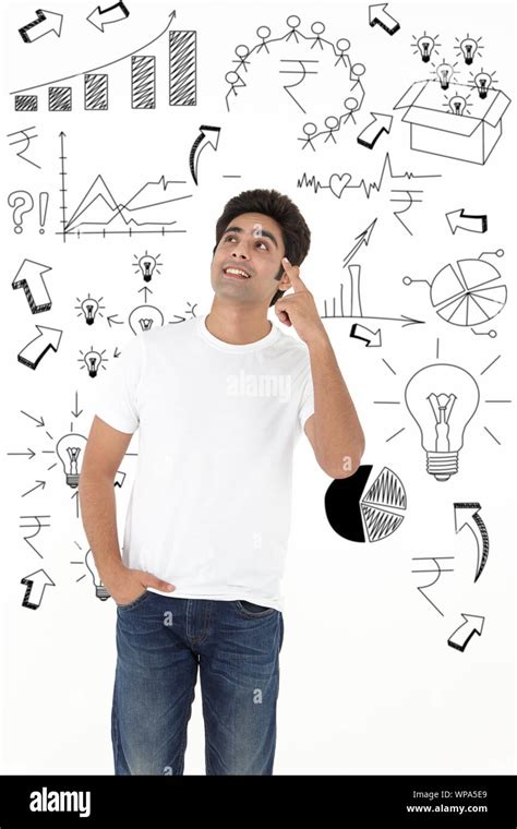 Young Man Thinking His Future Plan Stock Photo Alamy