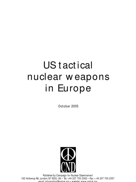 Us Tactical Nuclear Weapons In Europe October 2005 Pdf Nuclear