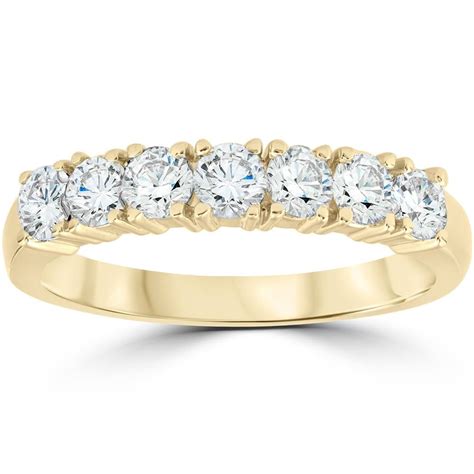 1ct Diamond Wedding Ring Anniversary 14k Yellow Gold 7 Stone Womens