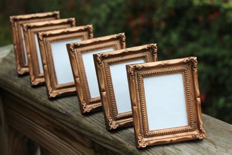 Set Of 6 Mini Vintage Style Frames Bronze Copper Gold Brown