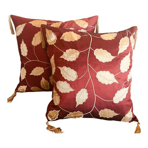 Autumn Silk Accent Pillows A Pair Chairish