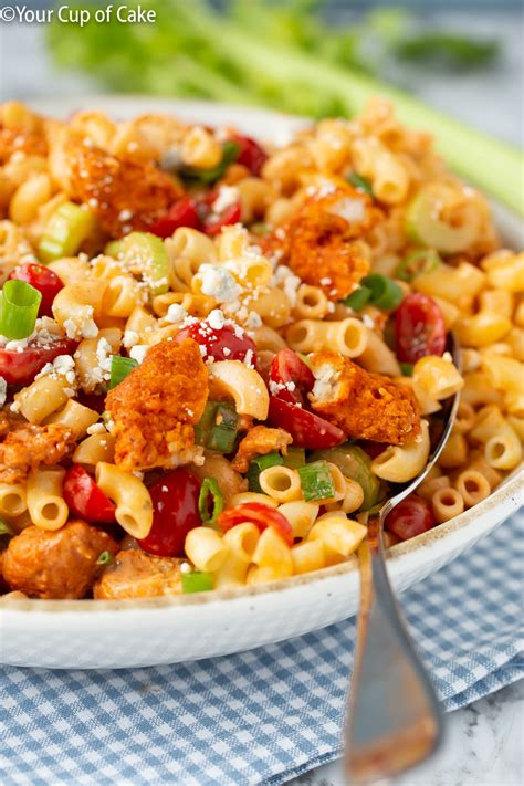 Easy Buffalo Chicken Pasta Salad Your Cup Of Cake