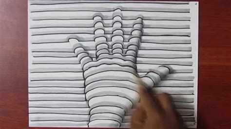 How To Draw A 3d Hand With Lines On Paper Easy Trick Art シ Gongquiz