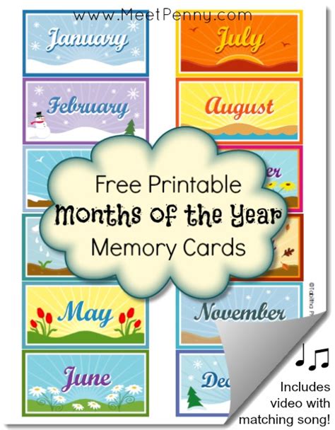 Free Months Of The Year Printable Memory Cards Matching