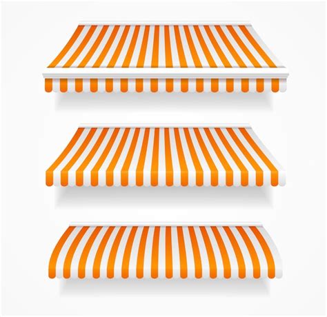 Premium Vector Striped Colorful Awnings Set For Shop Vector Illustration