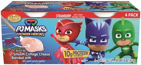 Pj Masks Strawberry Smooth Cottage Cheese 4 Pack Kemps