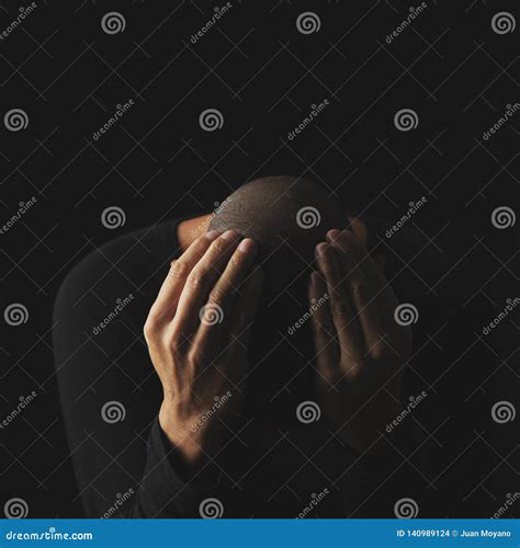 Desperate Man With His Hands In His Head Stock Photo Image Of Anxious