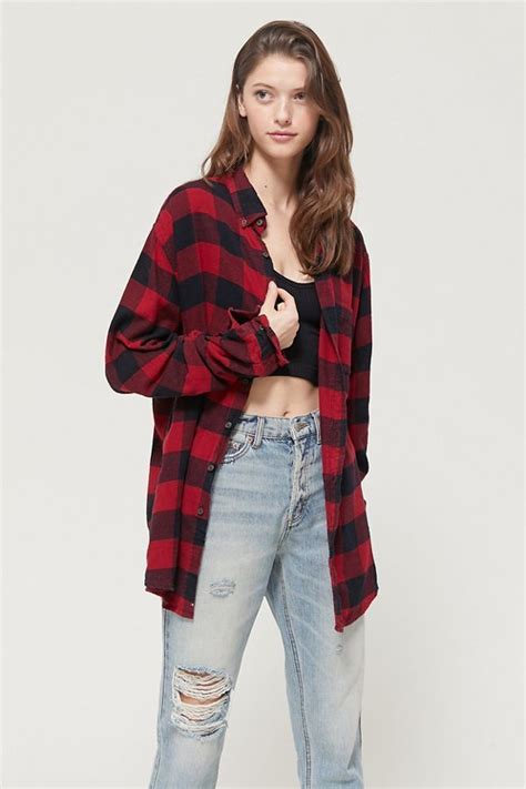 Womens Tops Vintage Clothes Women Oversized Flannel Urban