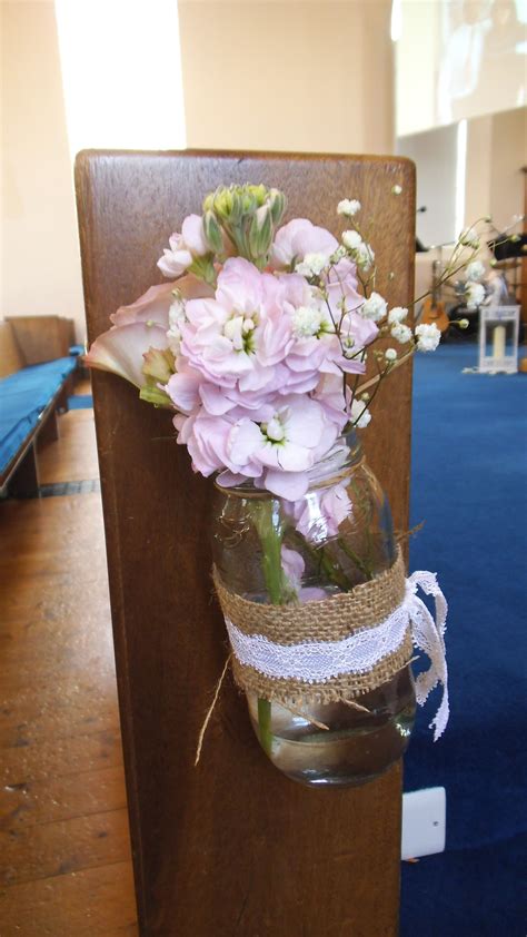 Jam Jar Pew Ends Wedding Flowers Pew Ends Vintage Wedding