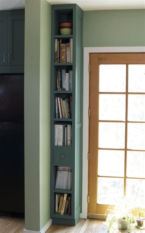 The most common tall narrow bookshelf material is wood. kitchen bookcase DSC_2394 | Narrow bookshelf, Home, Small ...