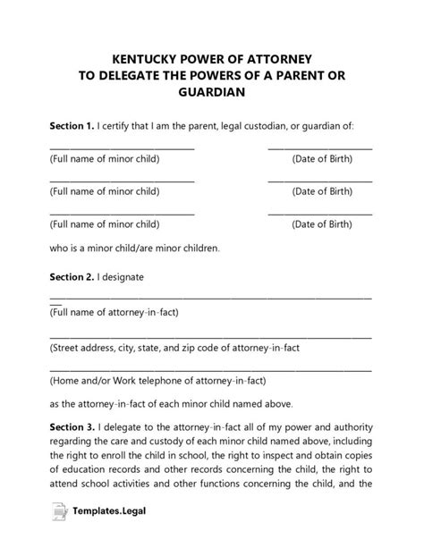 Kentucky Power Of Attorney Templates Free Word Pdf Odt