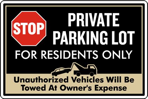 Private Parking Lot For Residents Only Sign T