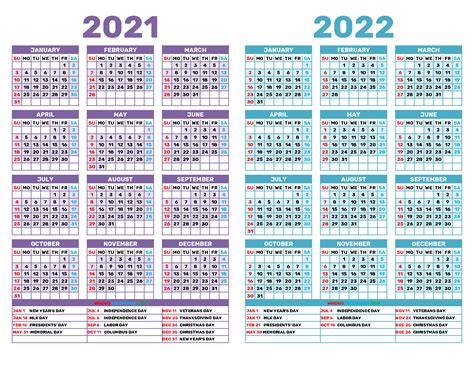 2021 2022 Year Calendar Printable Shopmallmy