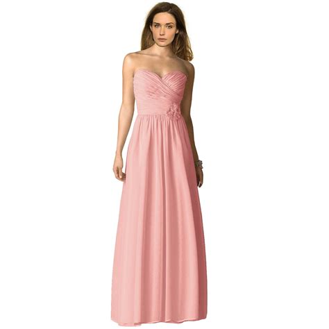 Strapless Full Length Chiffon Bridesmaids Dress Formal Evening Gown Ed0763