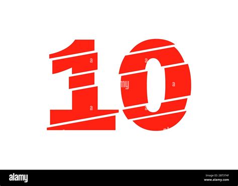 Modern Red 10 Number Design Vector Illustration Numeral Vector Trendy