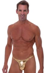 Male Review Stripper Swim Thong In Metallic Liquid Gold Skinzwear Com