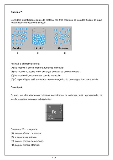 Educa X Exercícios Química 1 Ano átomo