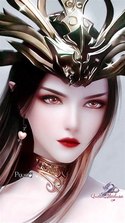 Queen Medusa Gadis Fantasi Ilustrasi Kecantikan Gambar 3d