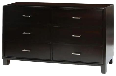 6 Drawers Wooden Dresser Espresso Transitional Dressers By