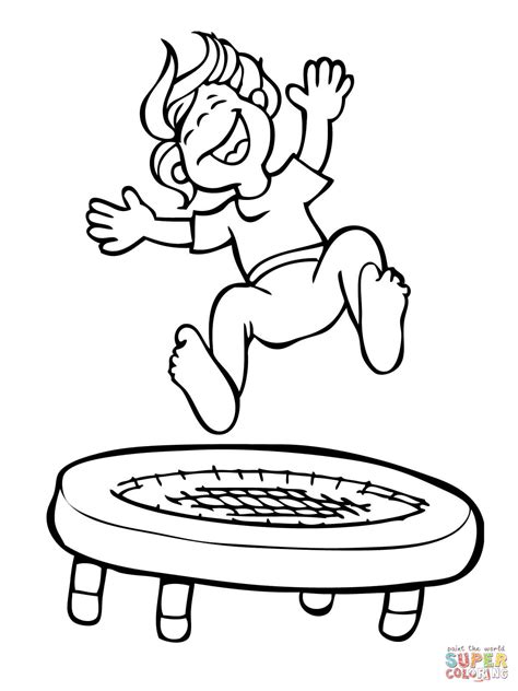 Kid Jumping on the Trampoline coloring page | Free Printable Coloring Pages
