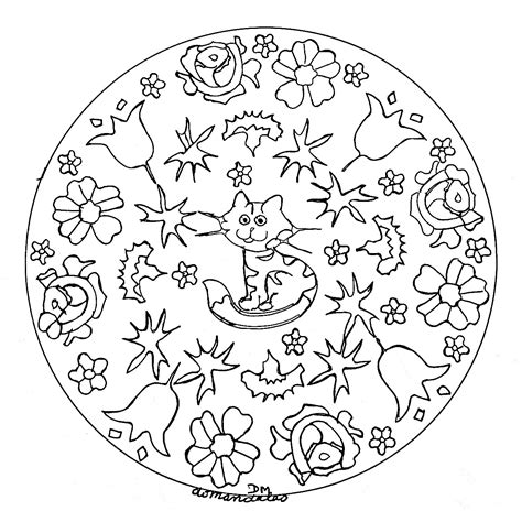 Et pour cause, ici tu trouveras des centaines de mandalas à imprimer et à colorier. Mandala facile petit chat et fleurs - Coloriage Mandalas ...