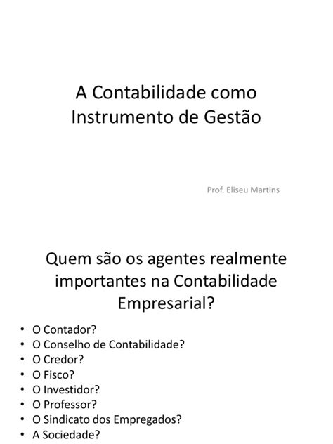 A Contabilidade Como Instrumento De Gestão Eliseu Martins Pdf Pdf