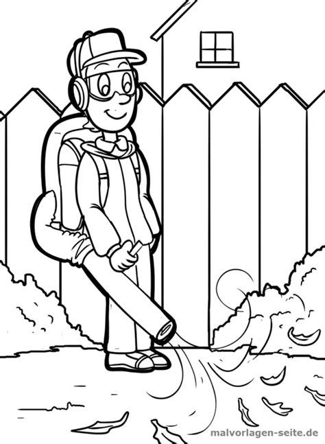 Coloring page leaf blower | Autumn seasons