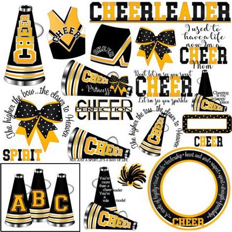 Cheer Clipart More Colors 50 Graphics Black Yellow Gold Etsy Cheer