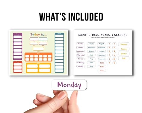 Printable Daily Calendar For Kids Printables For Kids Etsy