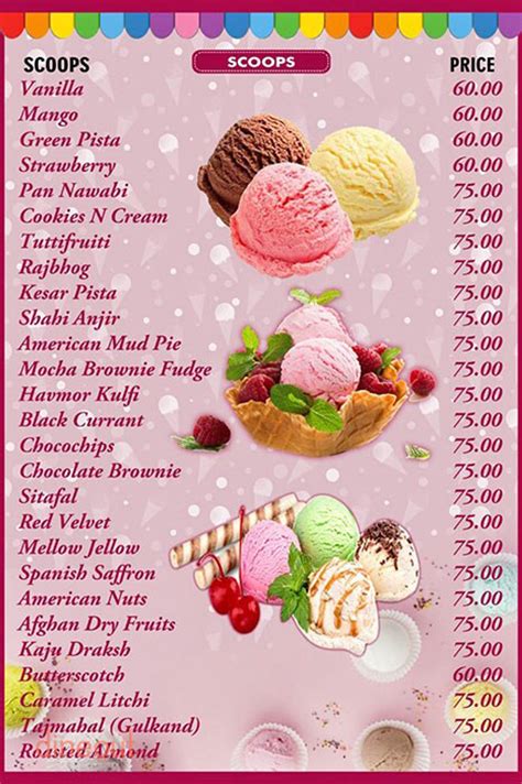 Amul Ice Cream Parlour Menu Menu For Amul Ice Cream Parlour New Gambaran