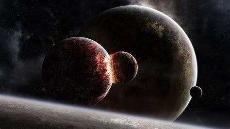 Hd Wallpaper Collision Space Astronomy Moon Planet Space Star