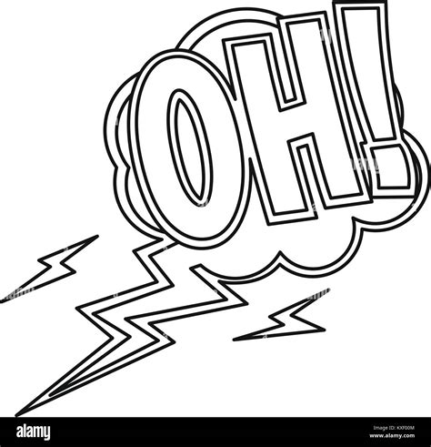 Oh Comic Text Sound Effects Icon Outline Style Stock Vector Image