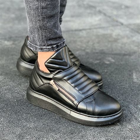 Mens High Sole Outdoor Designer Sneakers Shoes Black