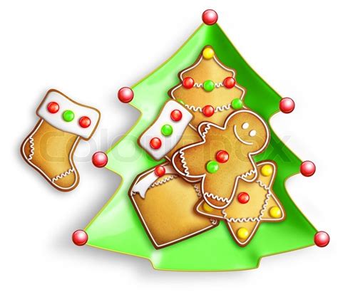 Dreamstime is the world`s largest stock photography community. Cartoon Gingerbread Cookies in Tree Dish | Stock Photo | Colourbox