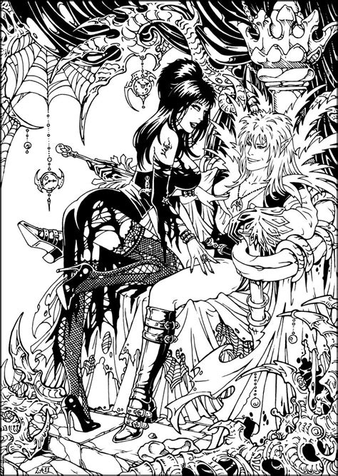 Jareth And Elvira Lineart By Candra On Deviantart Monster Coloring