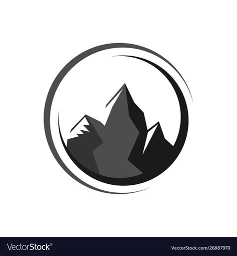 Circle Curve With Simple Mountain Logo Design Vector Image