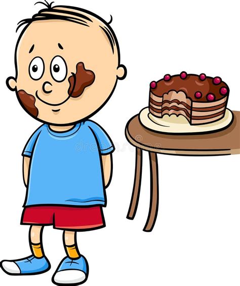 Little Gourmand Boy Cartoon Stock Vector Illustration Of Chocolate