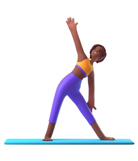premium photo yoga darkskinned girl in standing position on white background cartoon female 3d