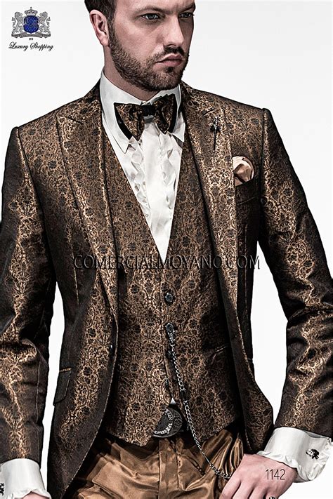 High Fashion Emotion Black And Gold Men Wedding Suit Model 1142 Mario