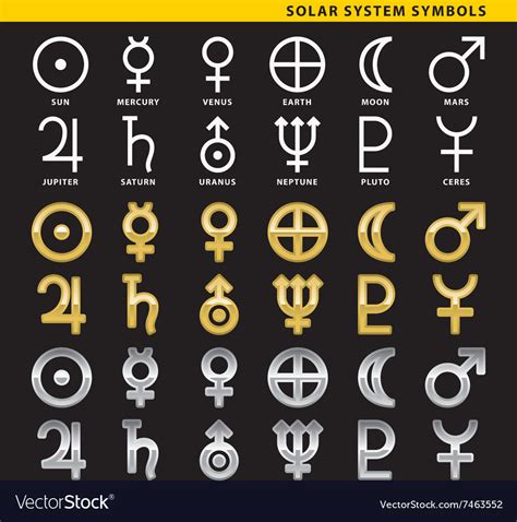 Solar System Symbols Royalty Free Vector Image