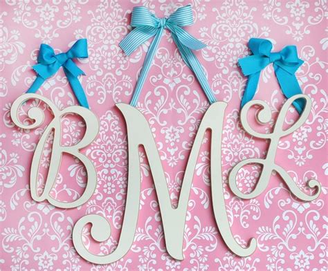 Large Wooden Cursive Letters Monogram Wall Letters Monogram Wall